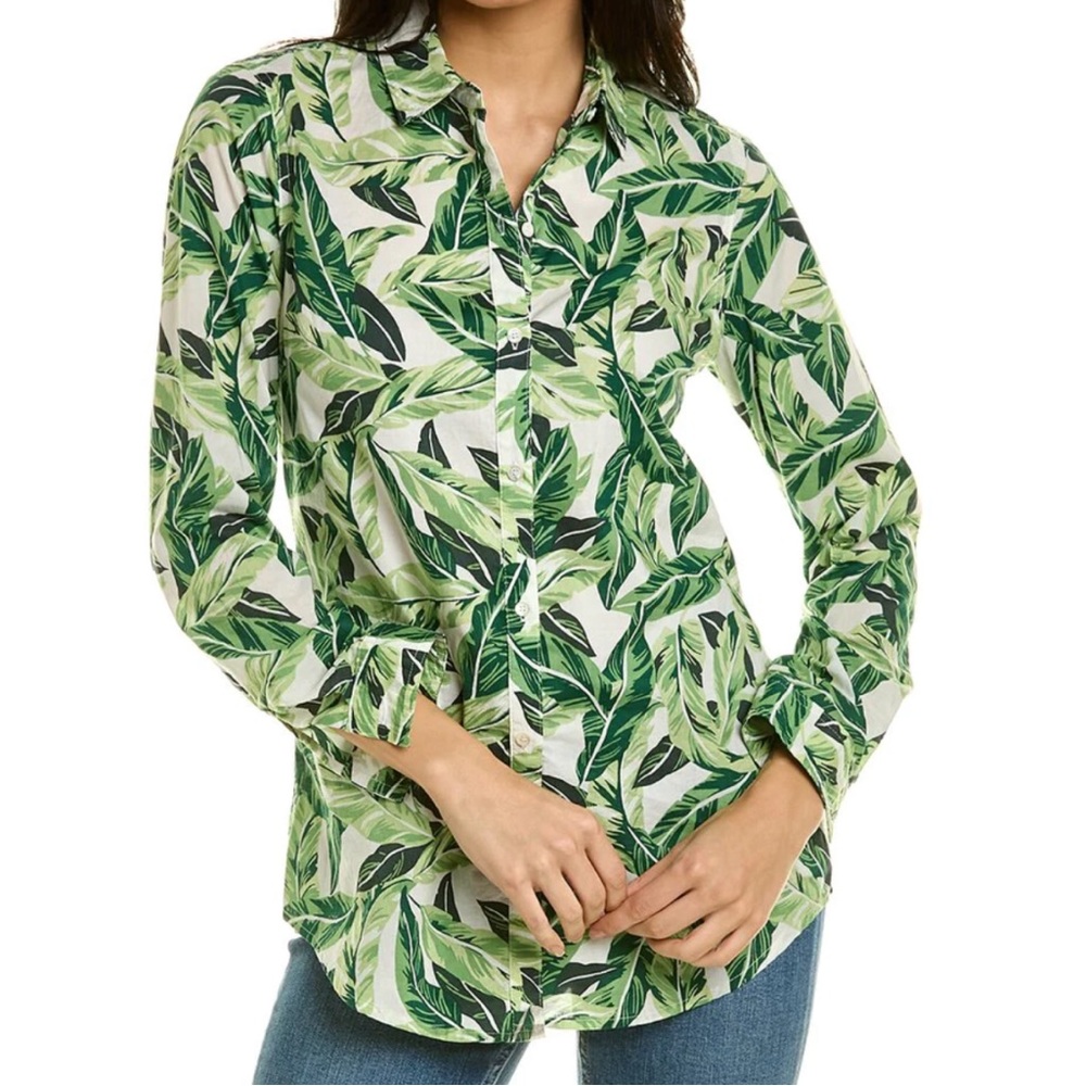 J. McLaughlin Lois blouse green queen palm